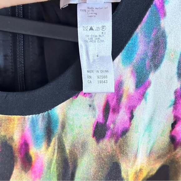 ICB New York Silk Short Sleeve Mini Multicolored Abstract Dress Lined  Size 2 - Picture 8 of 12